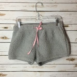 Sherpa PJ Couture Grey Sleep Shorts Grey Fuzzy